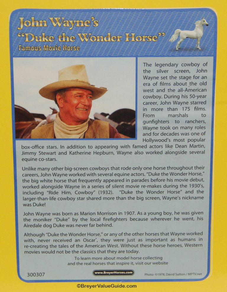 John Wayne’s Duke Breyer Value Guide